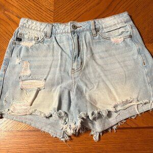 KanCan Light Blue cutoff rainbow Thread denim Distressed Jean Shorts size small